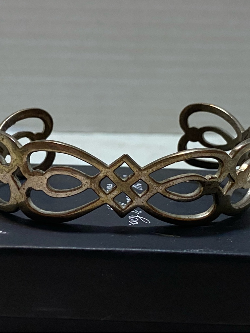Rare vintage Sterling Silver Openwork Filigree Cuff Bracelet for Women
